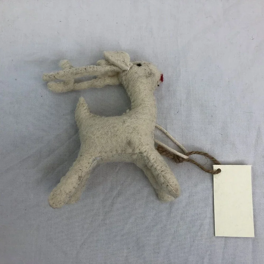 restoration hardware baby child reindeer red nose felt ornament 5